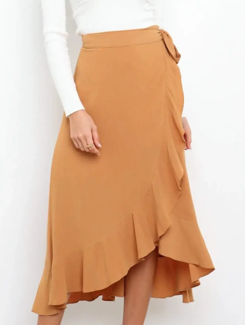 Tie Waist Irregular Skirt