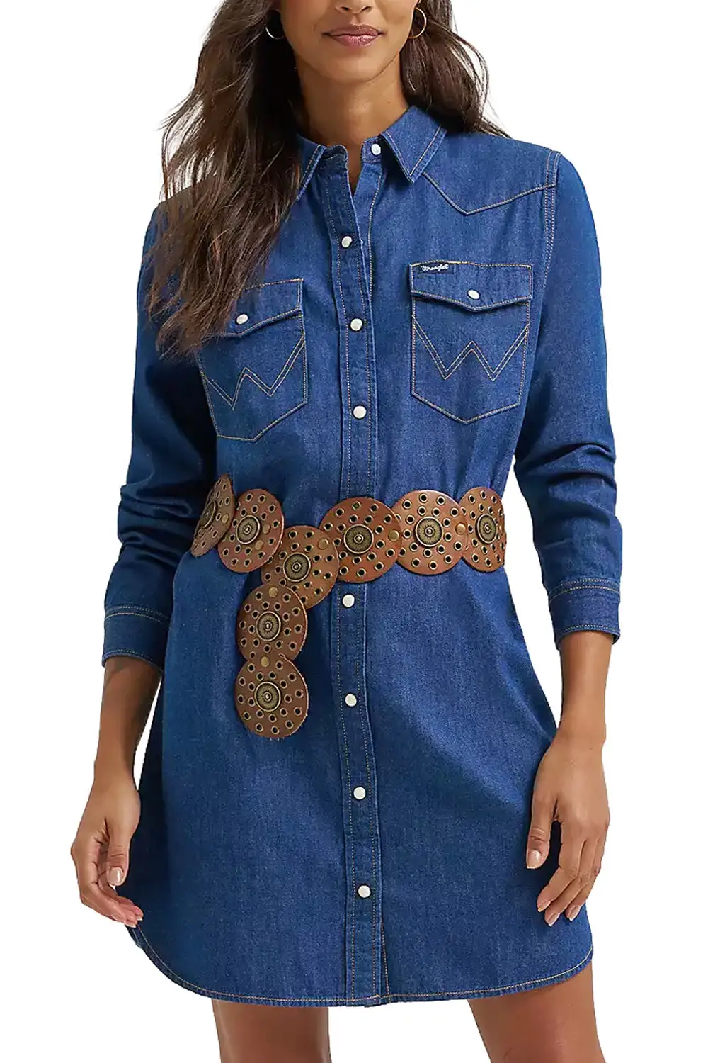 Denim Snap Front Mini Dress
