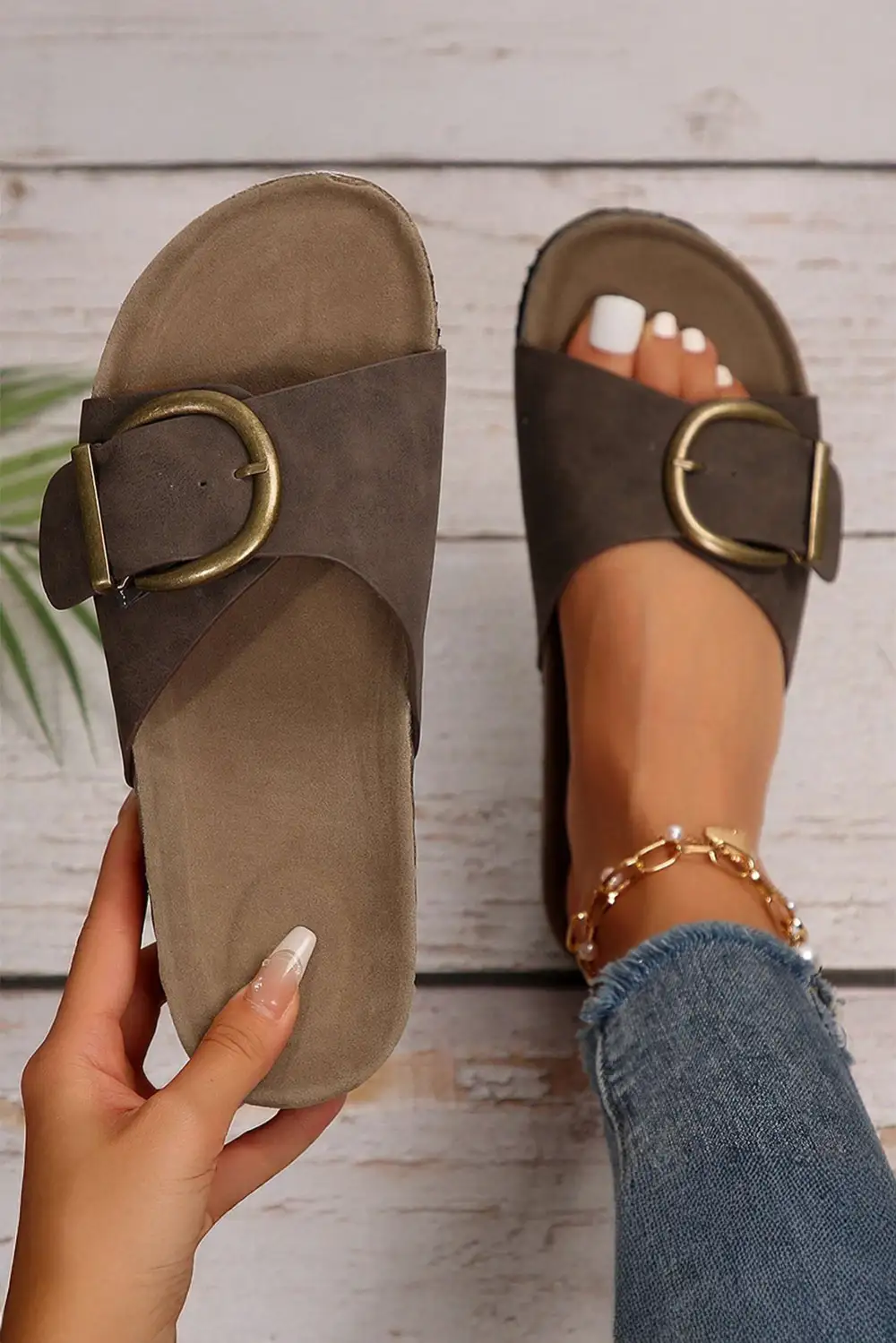 Buckle Suede Thick Sole Sandals