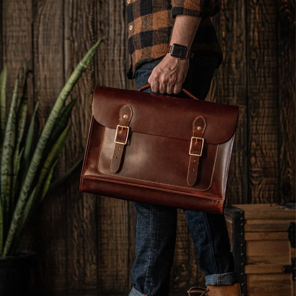 Slim Leather Satchel Bag