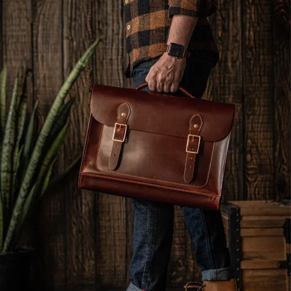 Slim Leather Satchel Bag