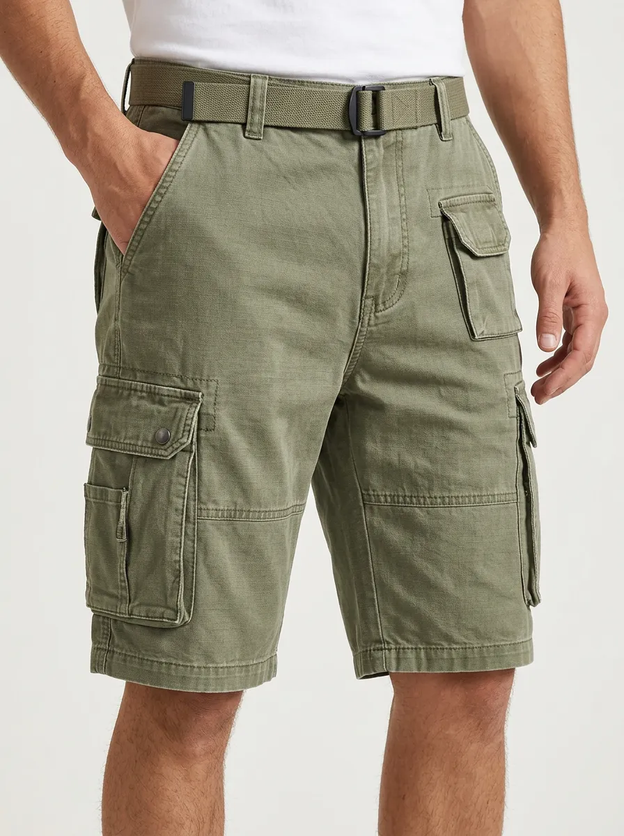Men's Multi-Pocket Zip-Fly Cargo Shorts