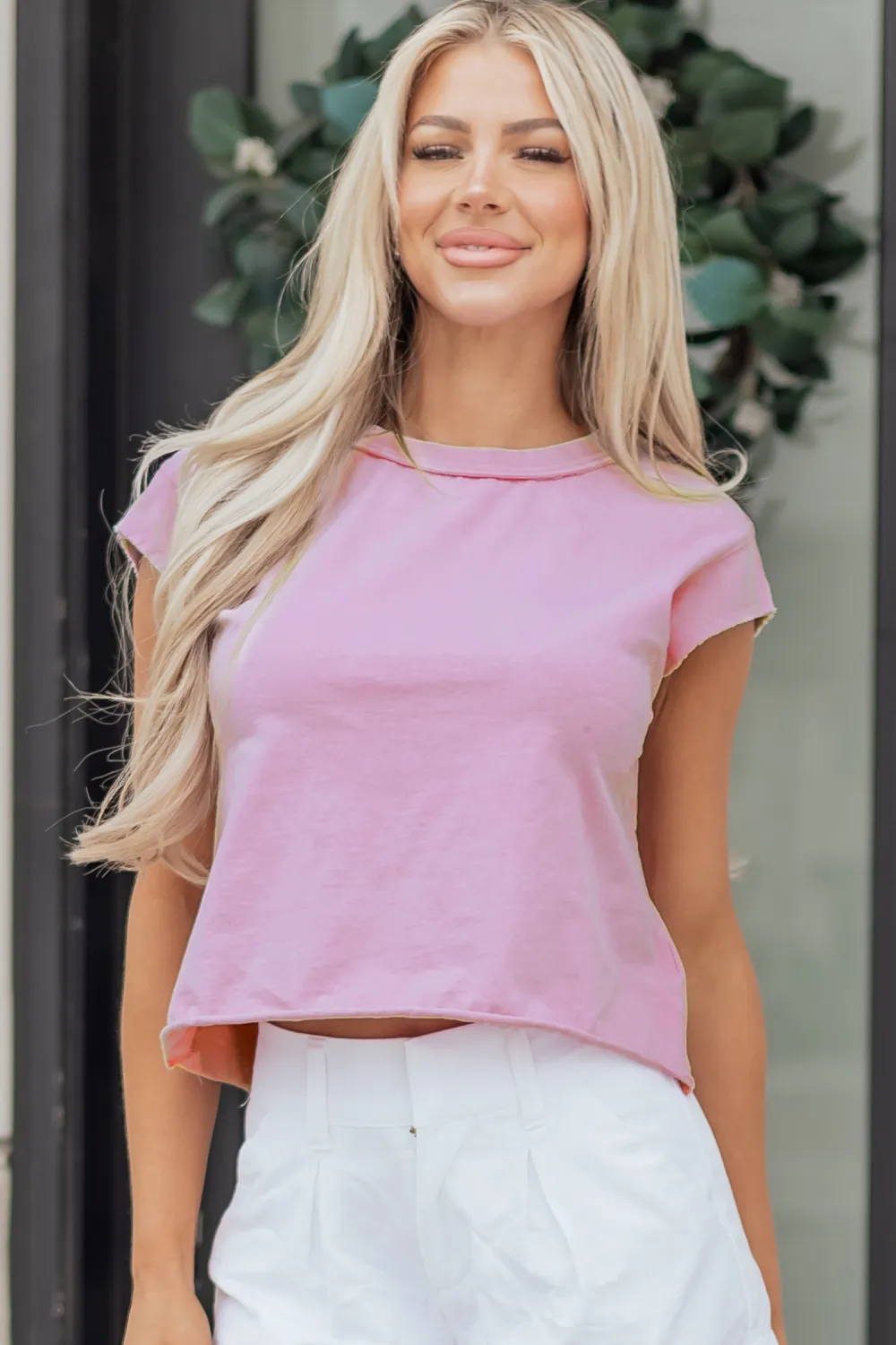 Bright Pink Mineral Wash Boxy Tank Top