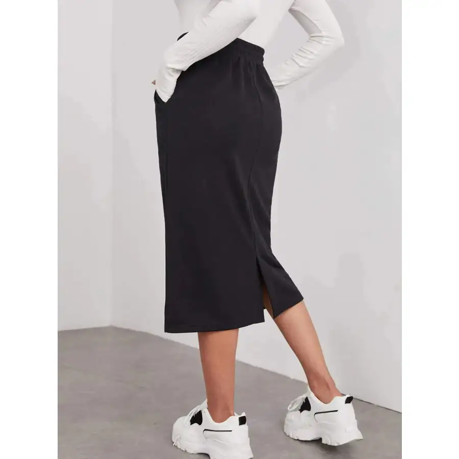 Slit Drawstring Midi Skirt