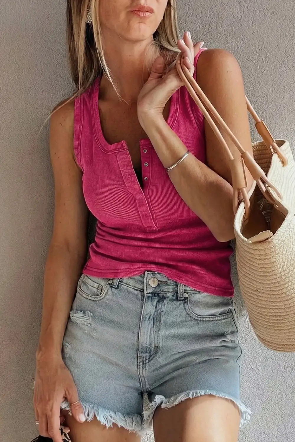 Refined Ribbed Mineral-Wash  Tank Top