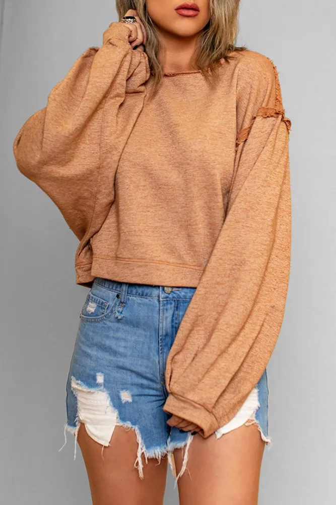 Lantern Sleeves Stitching Pullover