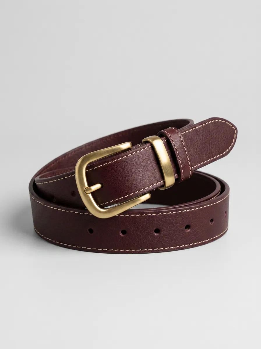 Minimal Textured Statement-Buckle Waist Belt