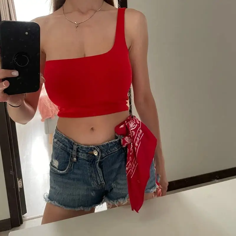 Cropped One-Shoulder Top