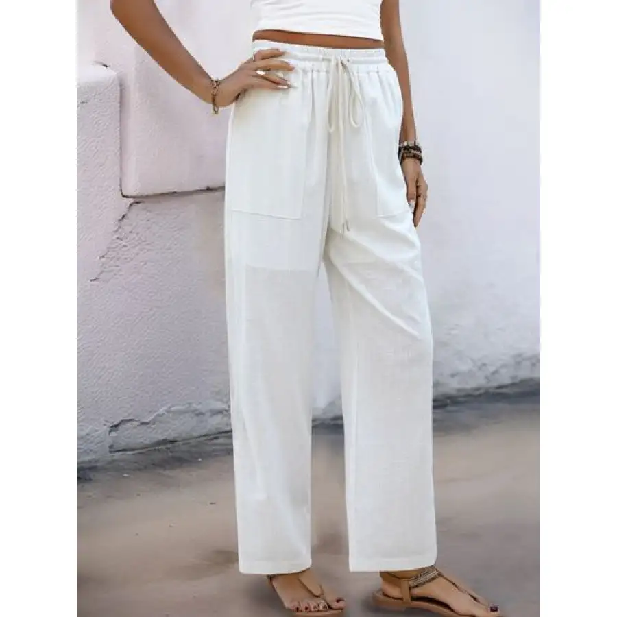 Drawstring Wide Straight Pants