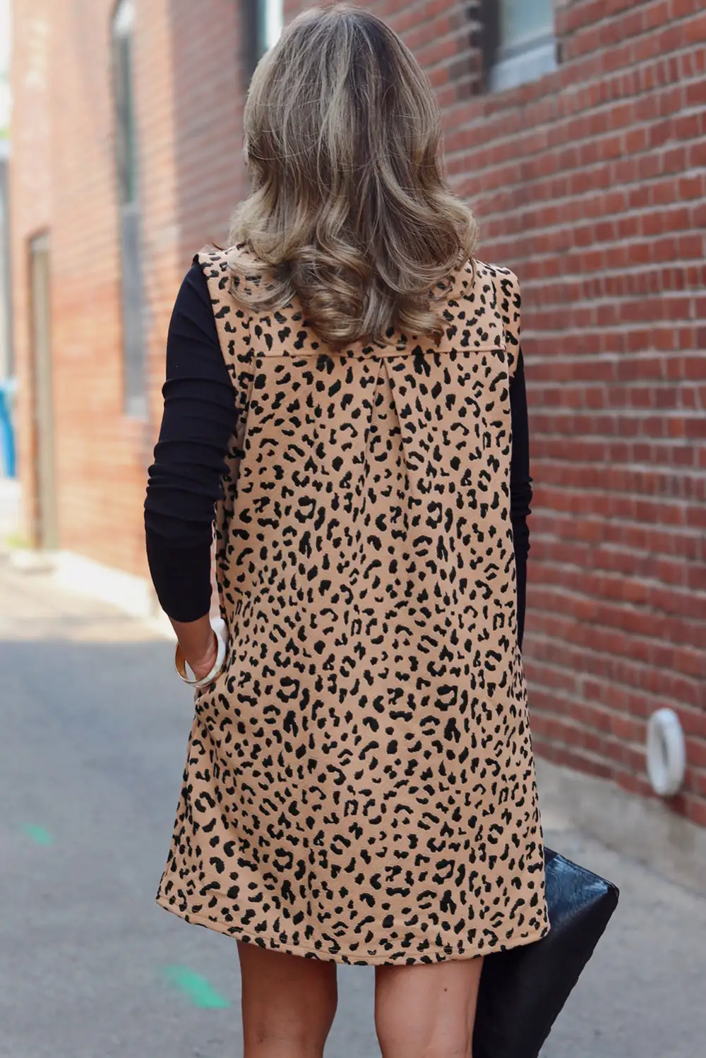 Leopard Print V Neck Sleeveless Collared Mini Dress