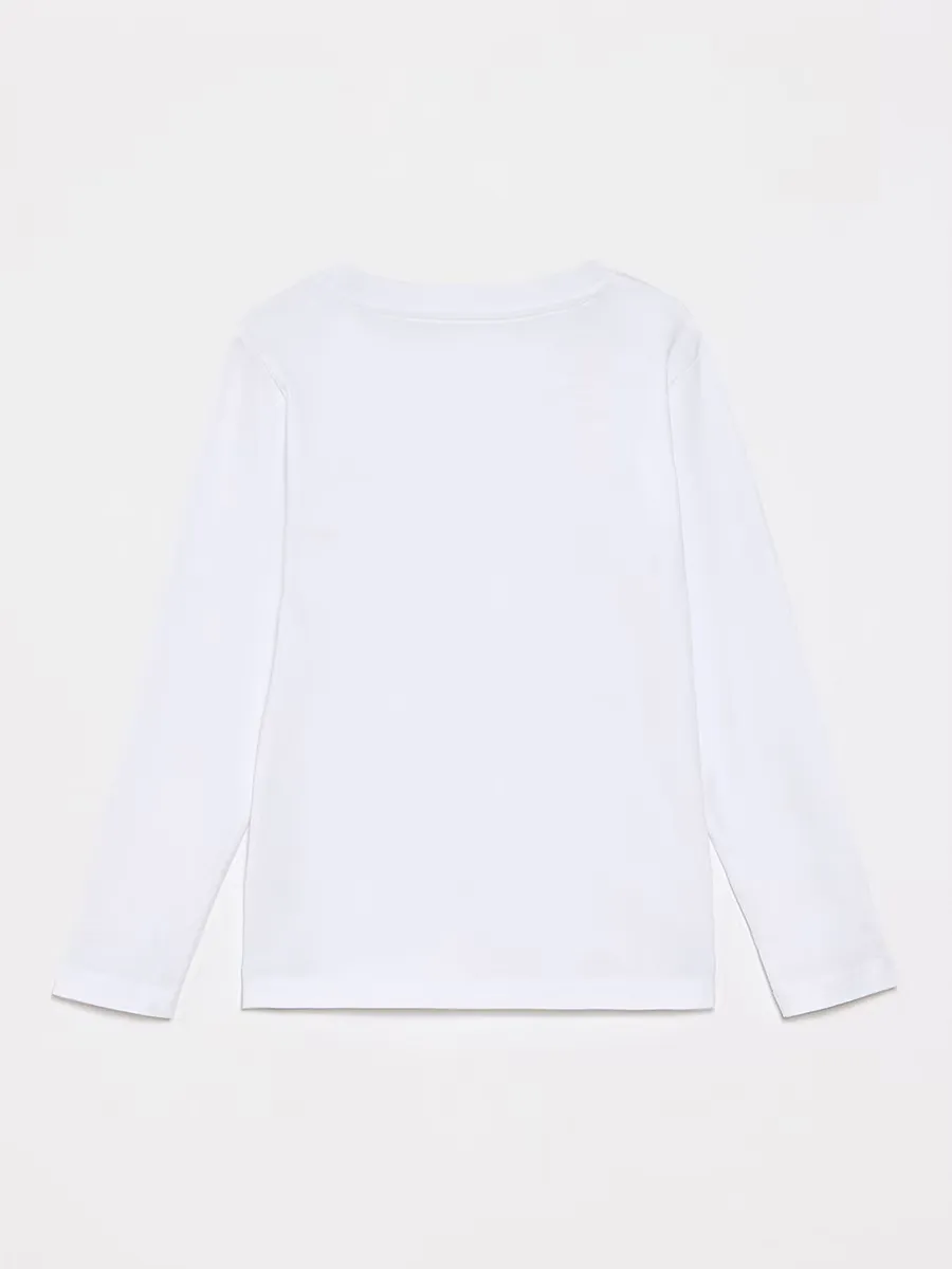 Boys White Crew Neck School Long Sleeve T-Shirt 2 Pack