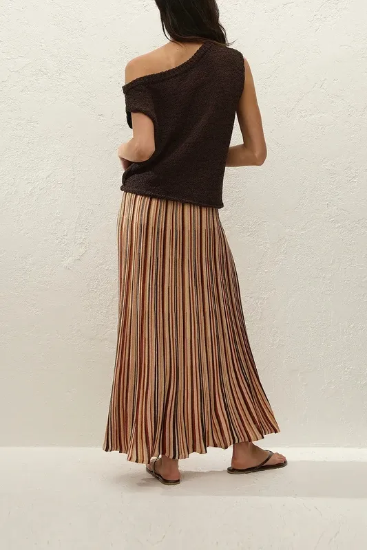 Striped Knit Midi Skirt