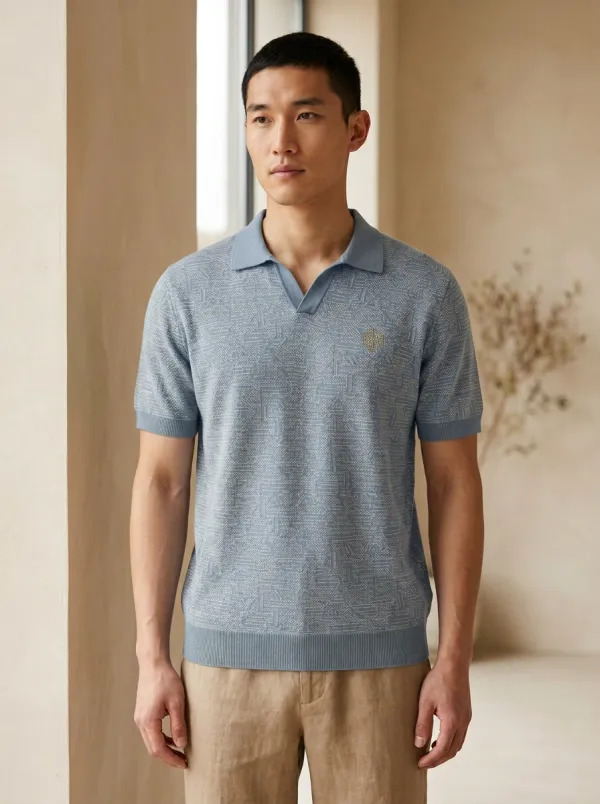 Refined Geometric Men's Polo Shirt