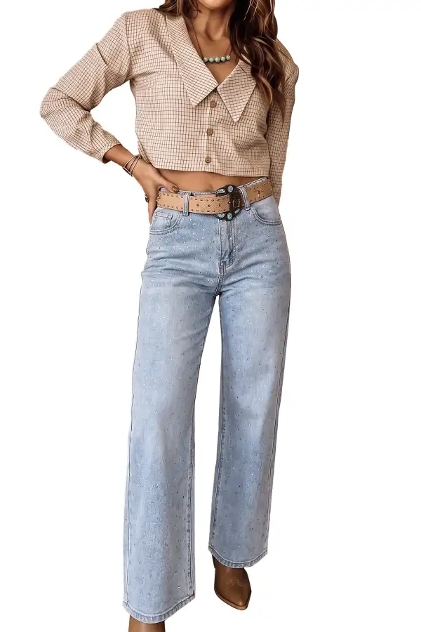Women's Sparkle Detail Western Casual Shift Jeans