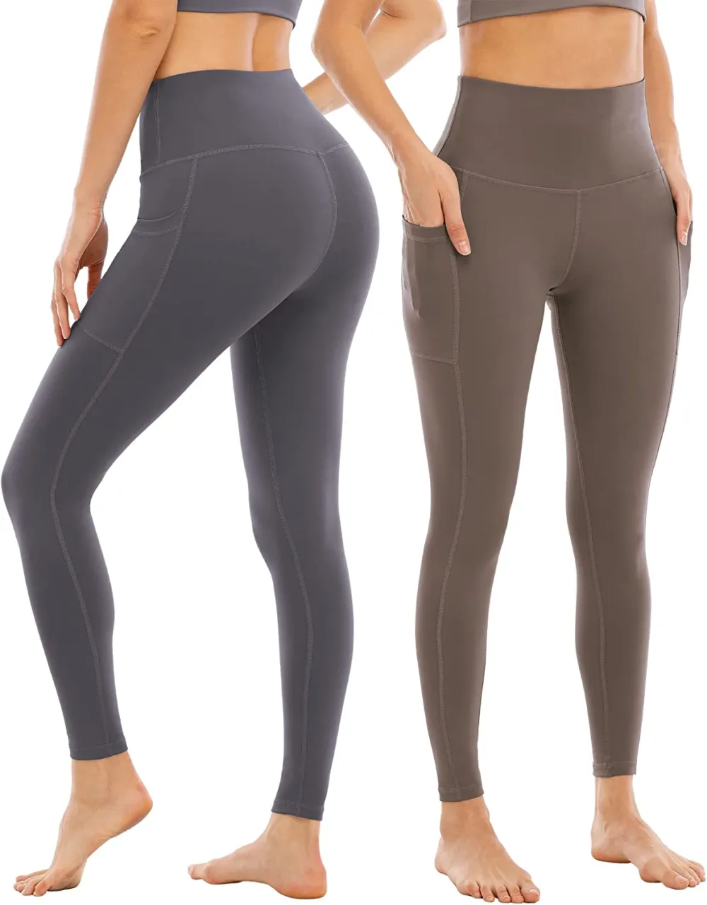 YOUNGCHARM 4 Pack Leggings with Pockets for Women,High Waist Tummy Control Workout Yoga Pants
