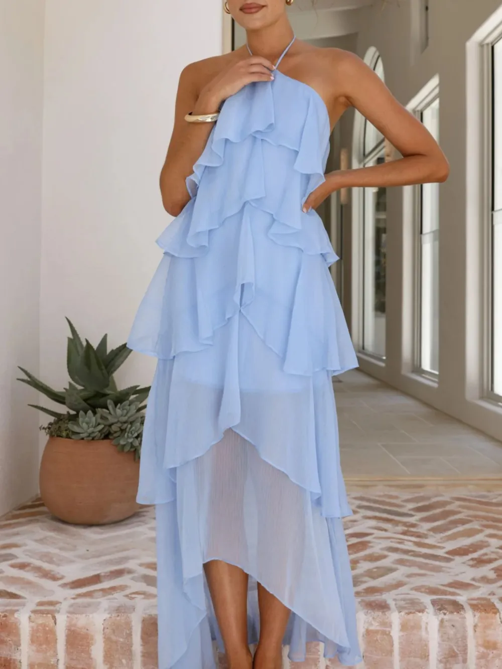 Clean Line Ruffle Dress
