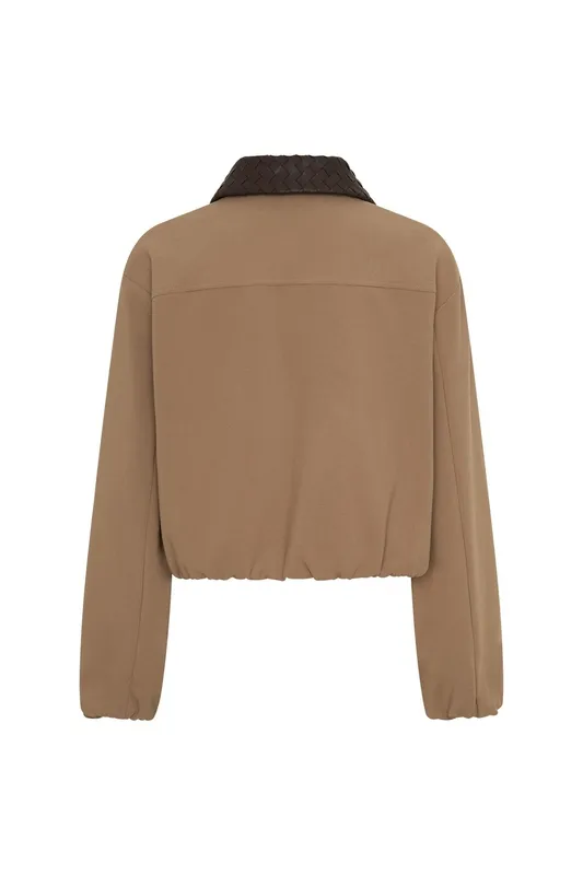 Tan Braided-Collar Jacket