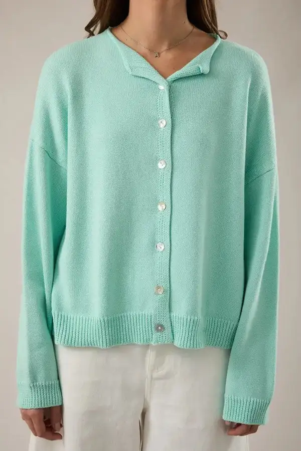 Mint Green Button Front Cardigan