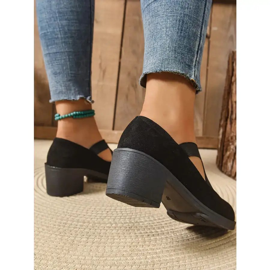 Crisscross Block Heel Pumps
