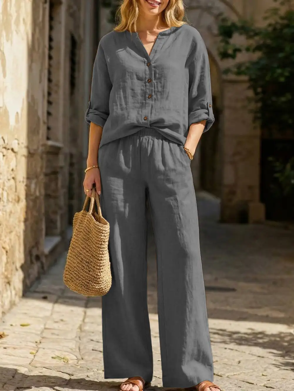 Wide-Leg Pants Set