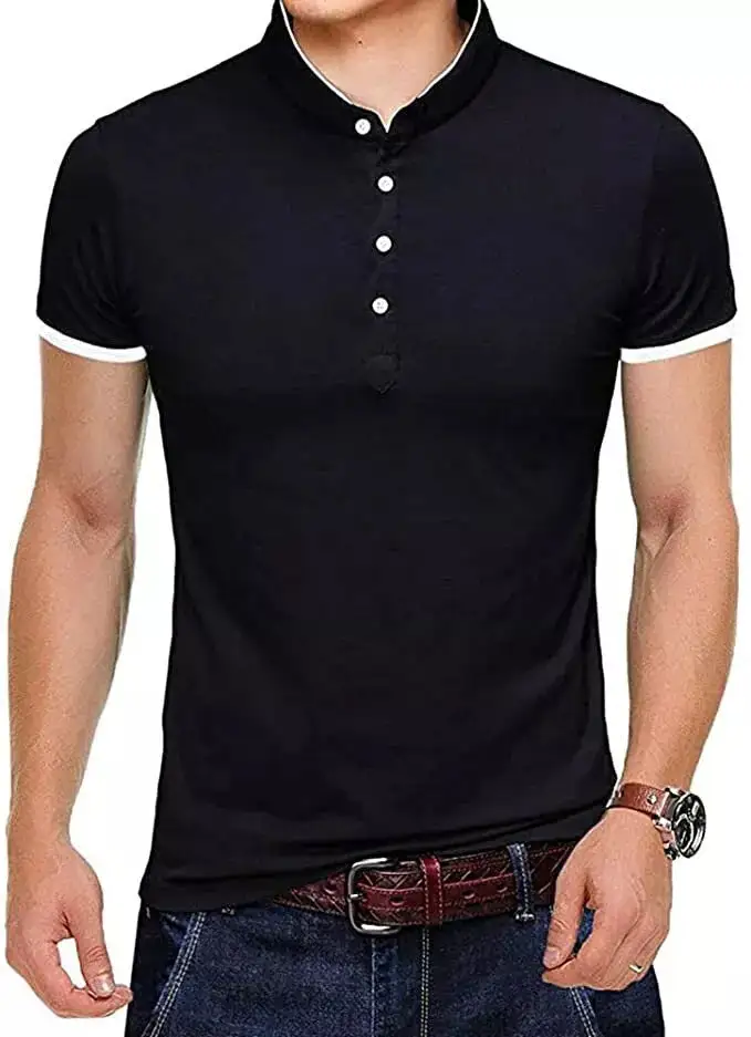 Classic Mandarin Collar Grandad Collar Polo Collar Polo Shirt