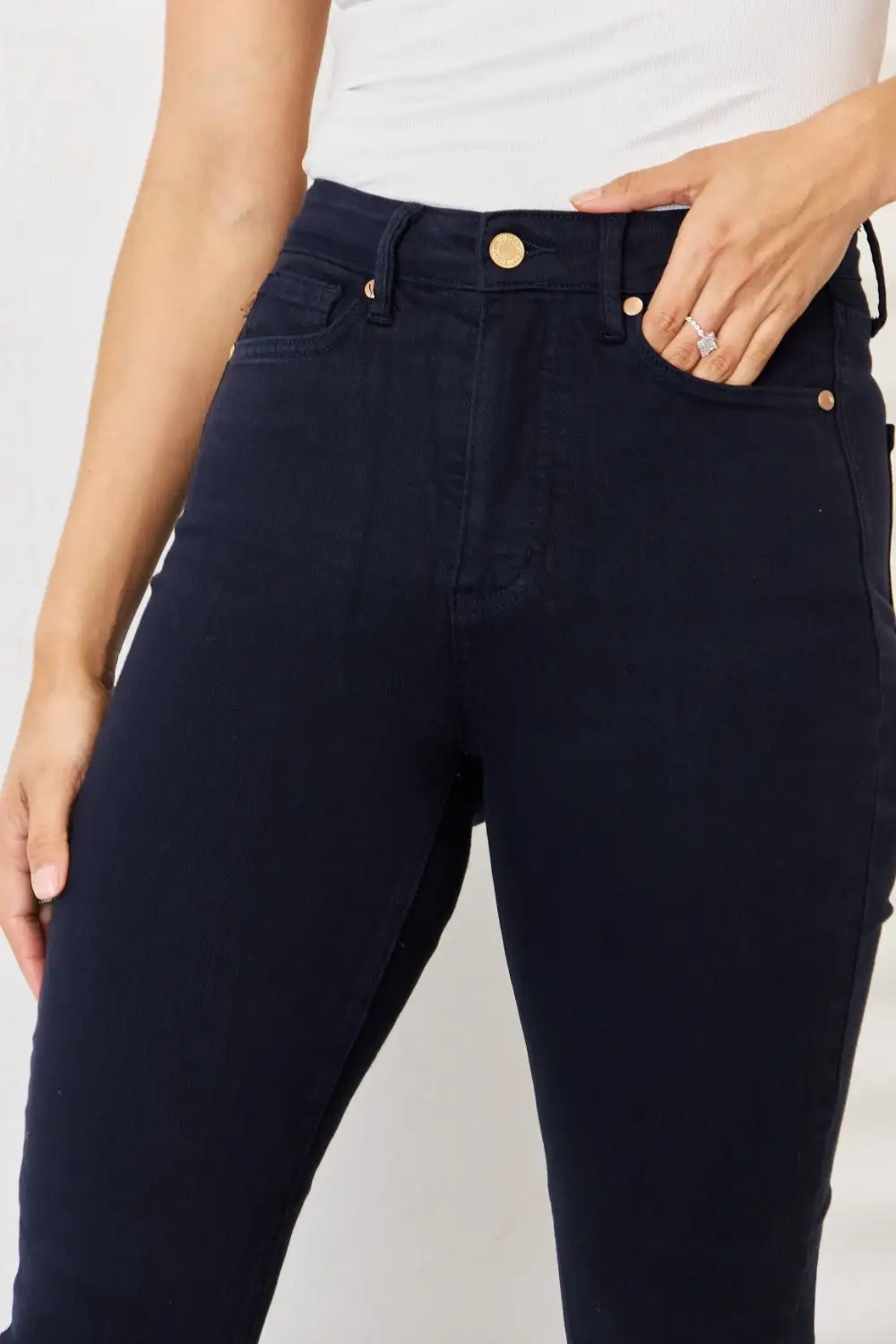 Garment Dyed Tummy Control Skinny Denim Jeans