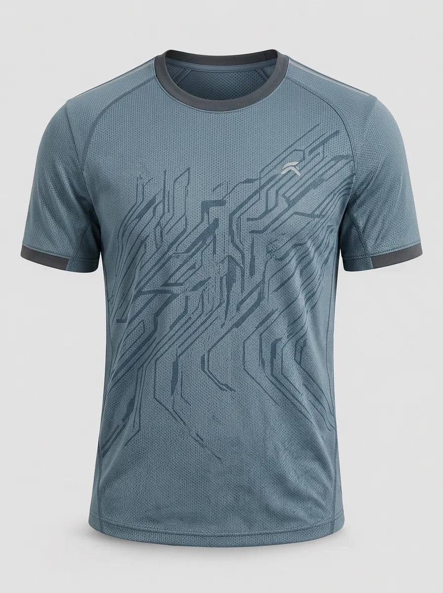 Men's Tech Circuit Pattern Printed Breathable T-shirt