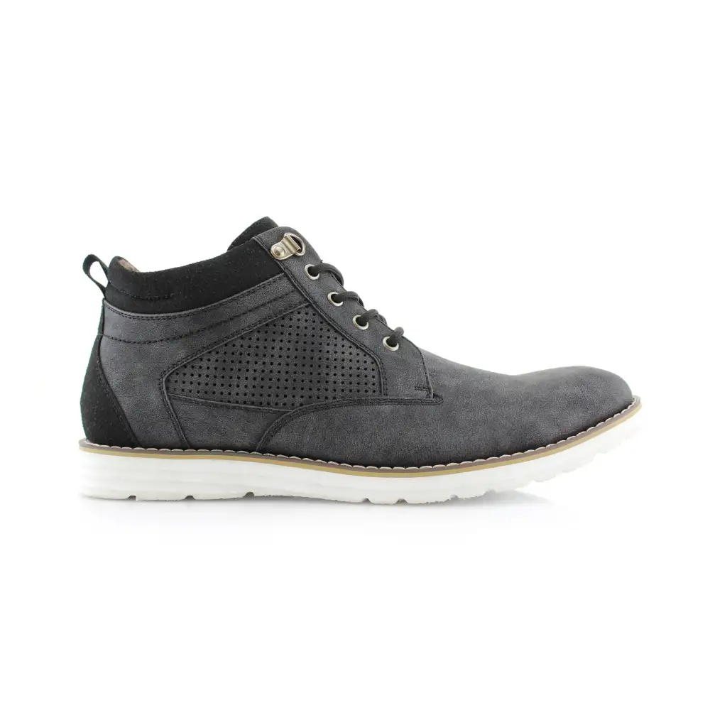 Structured Faux-Suede Suede Faux-Leather Chukka Boots