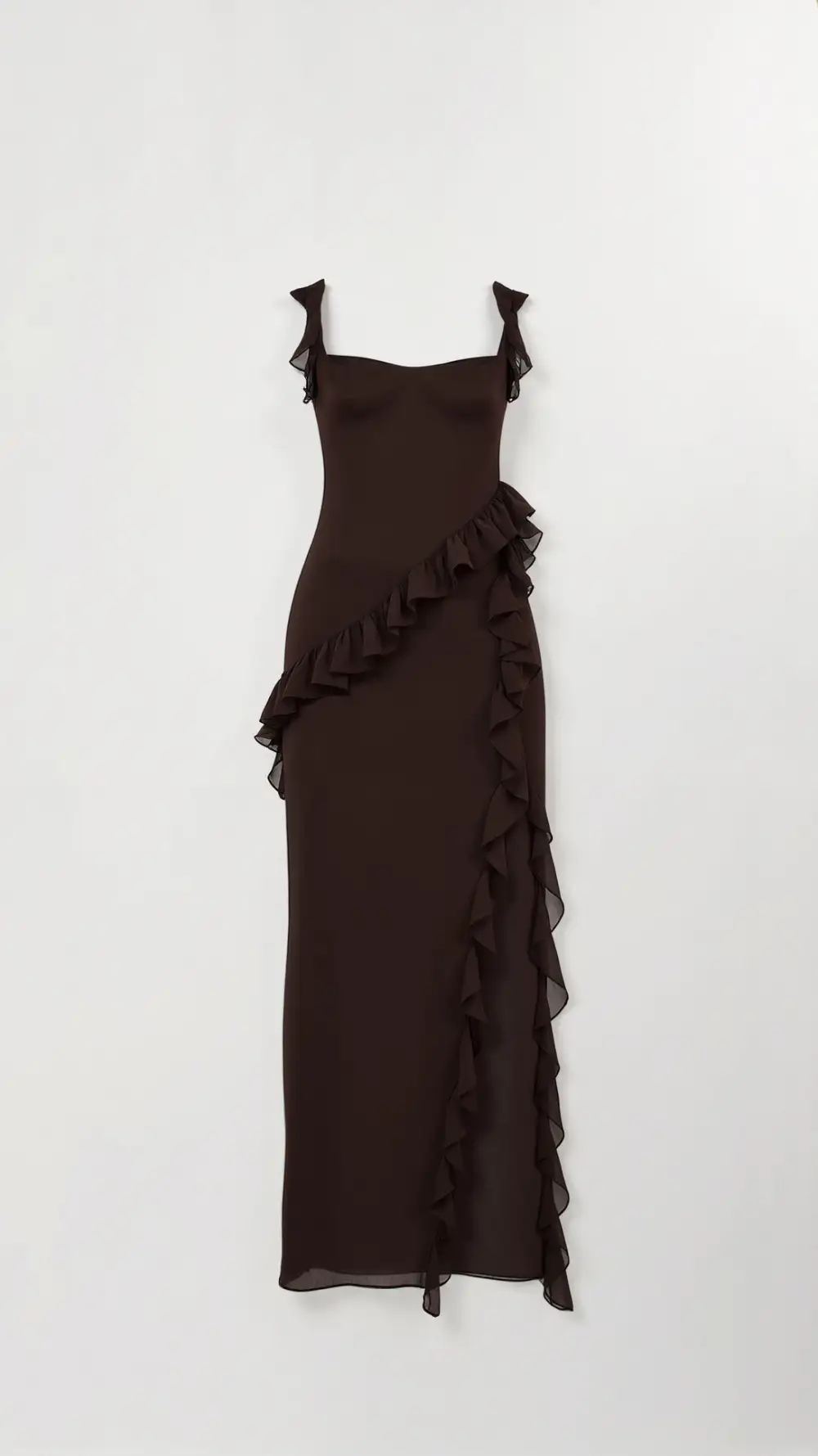 Ruffled Side Slit Maxi Dress