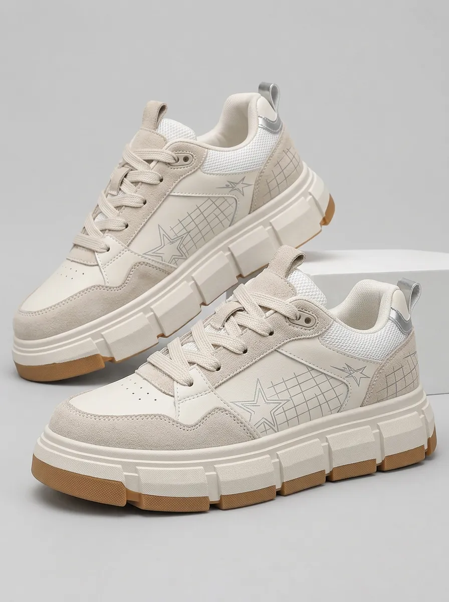 Men's Star Grid Pattern Chunky Skate Shoes