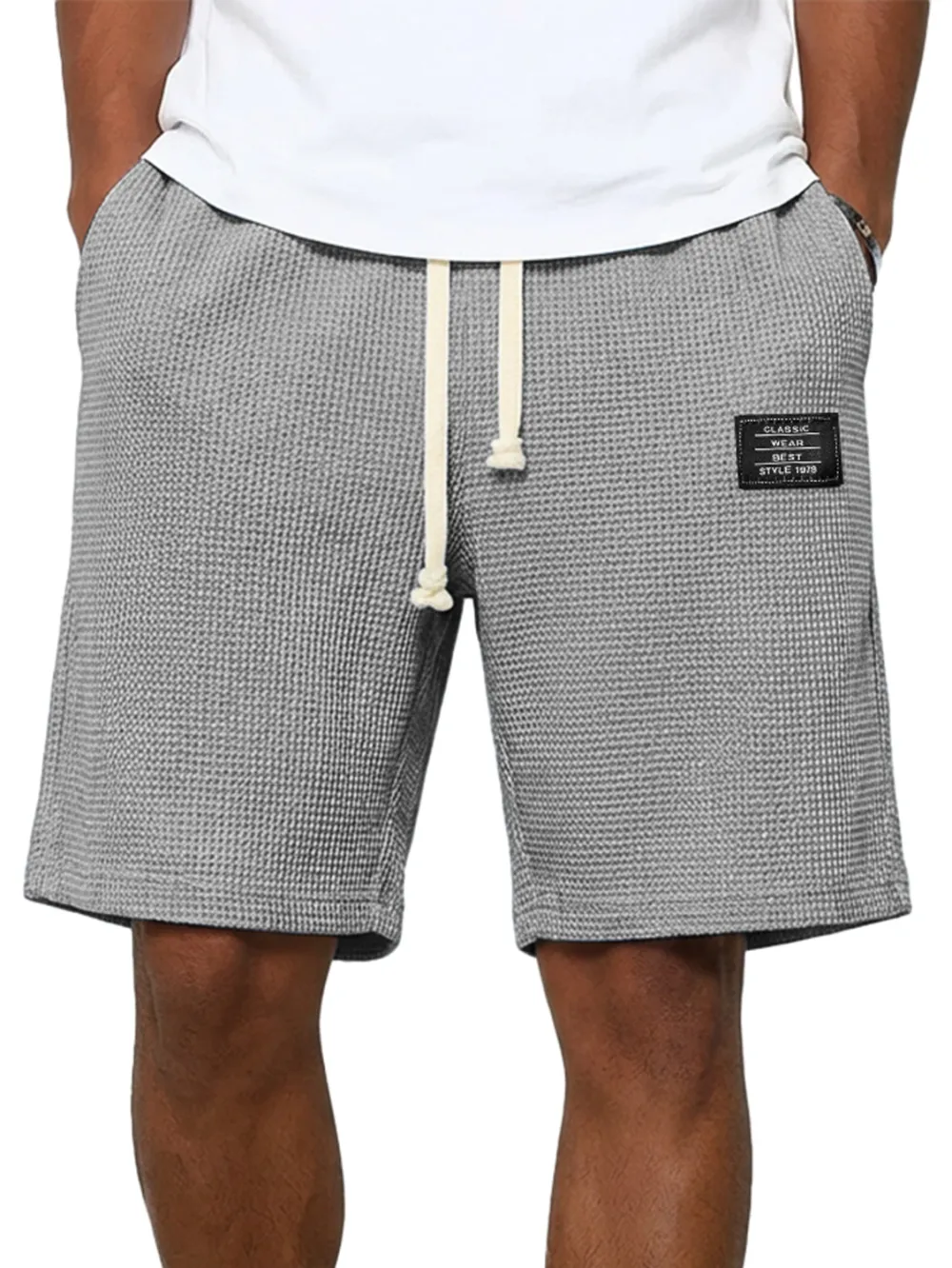 Structured Textured Knit Seamed Detail Shorts