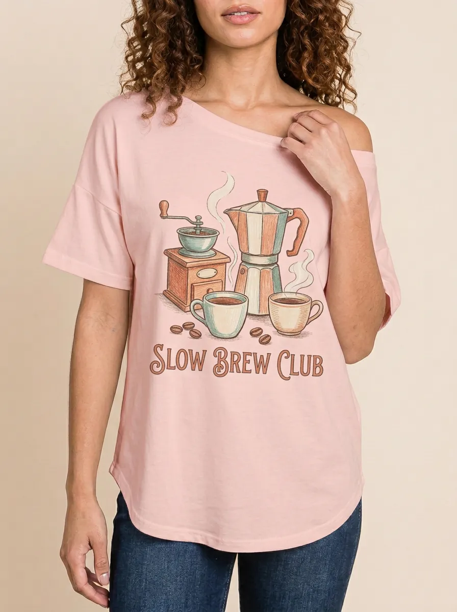 Women's Coffee Slow Brew Club Moka Pot Graphic T-Shirt