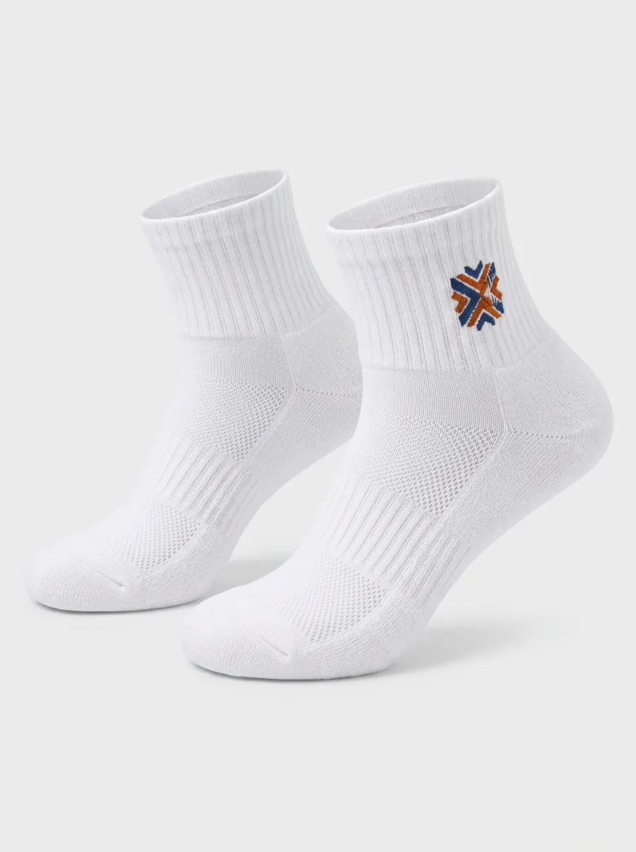 White Cross Pattern Graphic Athletic Ankle Socks