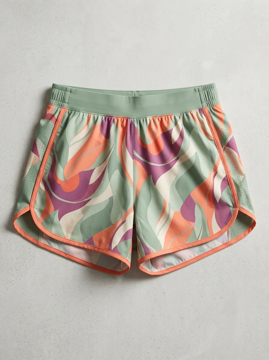 Women's Athletic Abstract Floral Printed Running Shorts
