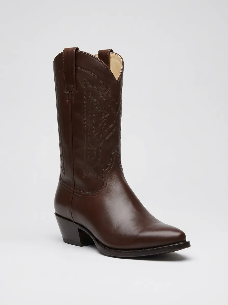 Men's Geometric-Stitch Pointed-Toe Western Boots