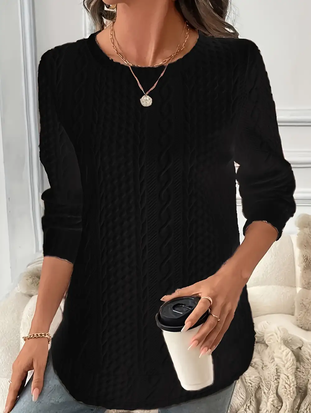 Textured Loose Fitting Drop Shoulder Sweatshirt