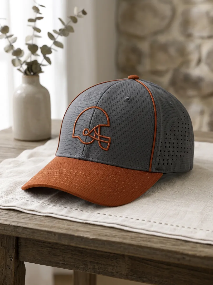 Men's Football Fan Orange Helmet Embroidered Baseball Cap