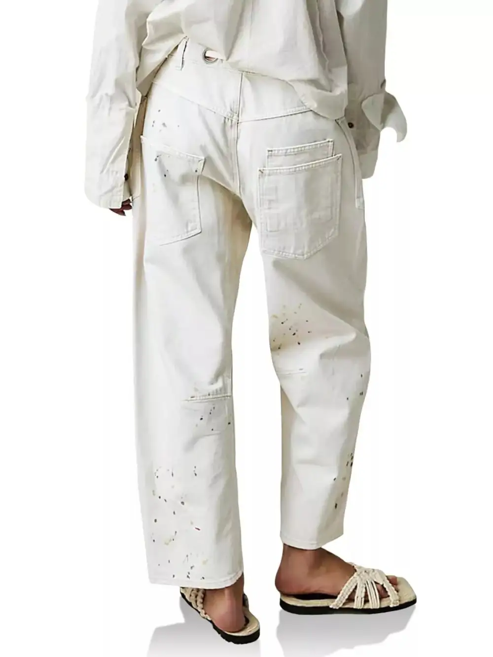 Tailored Wide Leg Washed Denim Jeans