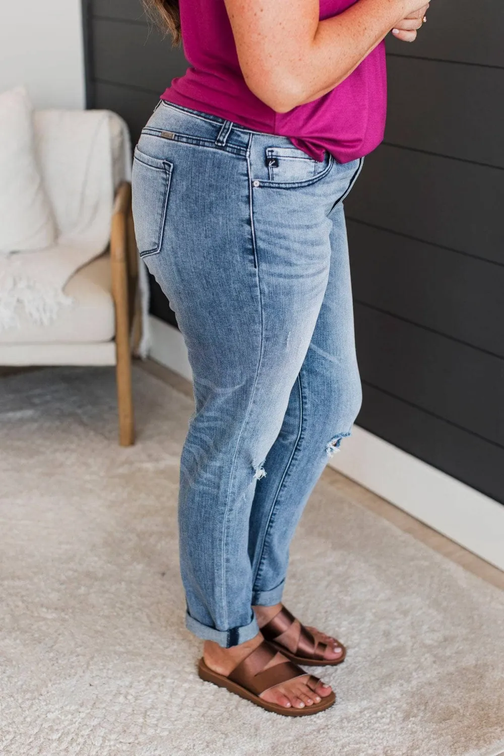 High-Rise Skinny Distressed Jeans