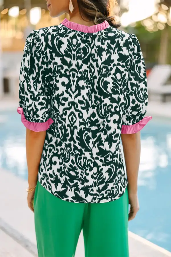 Women's Printed Colorblock Half Sleeve Top