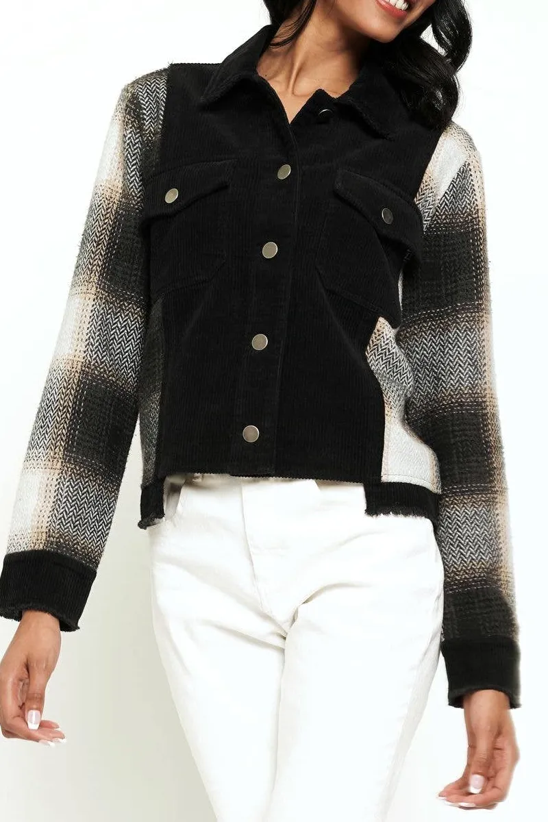 Black Plaid Mix Jacket
