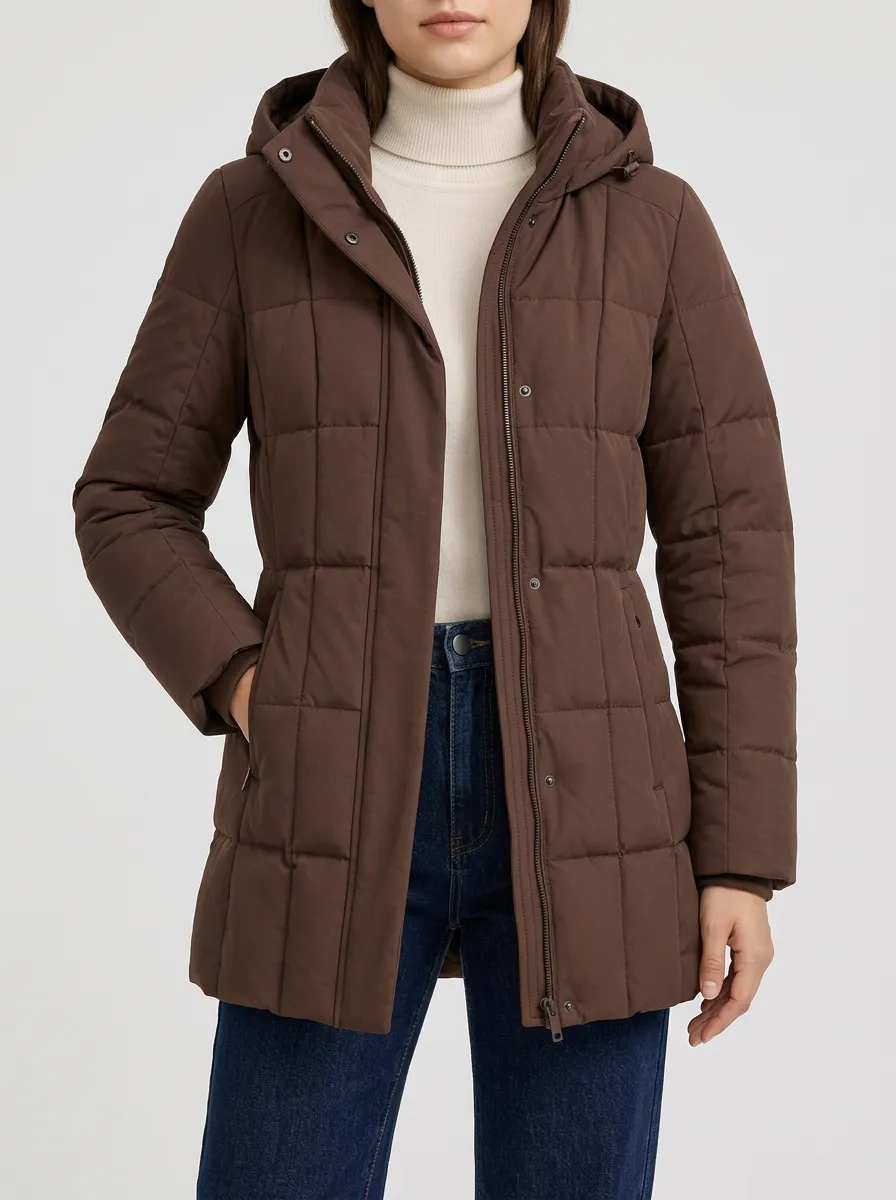 Women's Versatile Brown Puffer Jacket