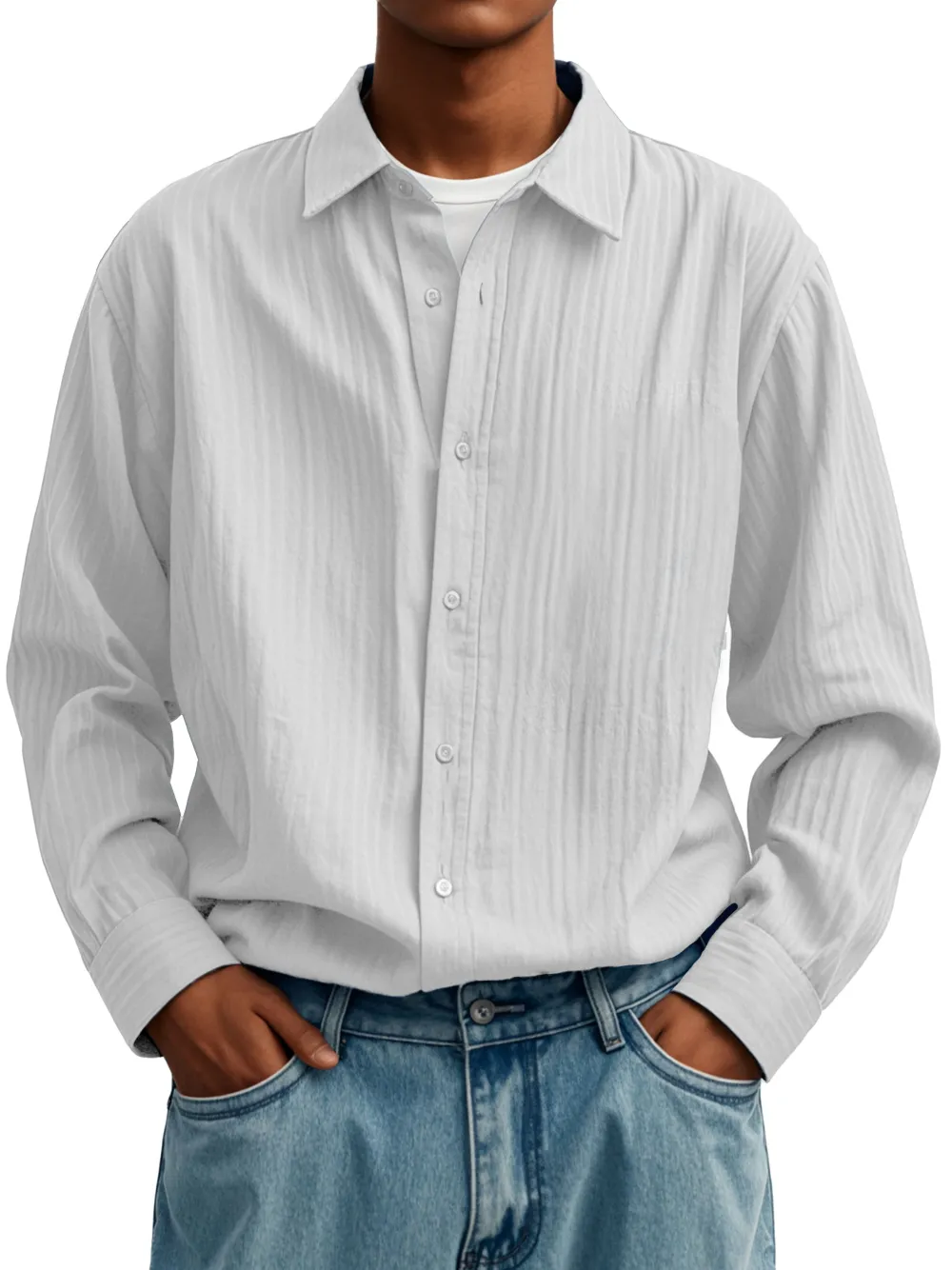 Long Sleeve Pleated Front Shirt