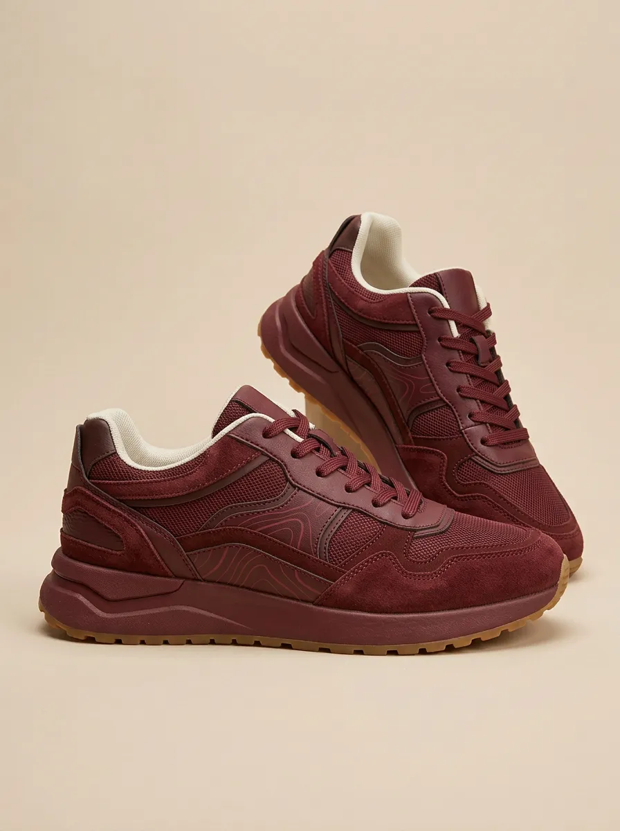Minimalist Topographic Sculpted-Sole Sneakers
