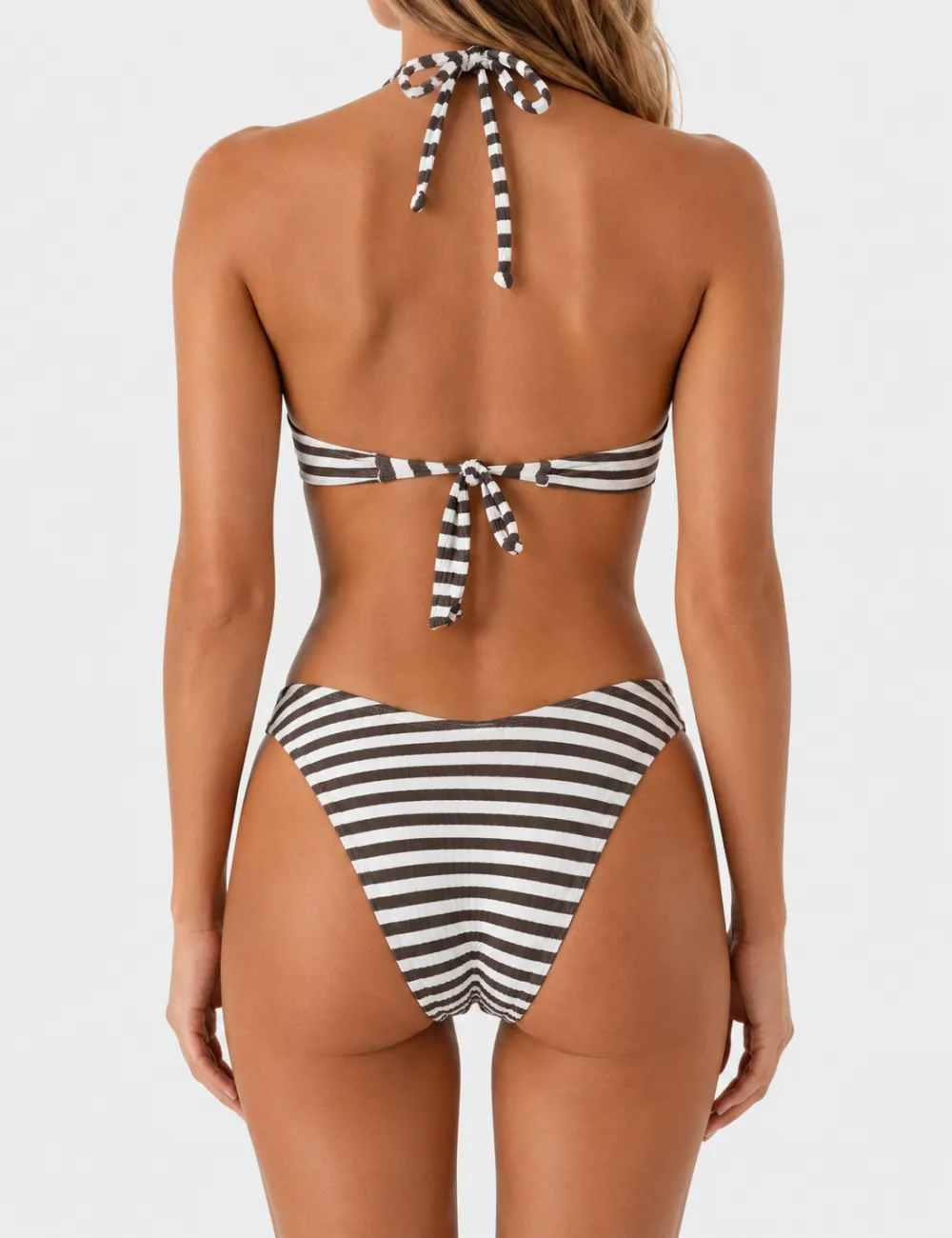 Ring Halter Bandeau Piece Bikini Set