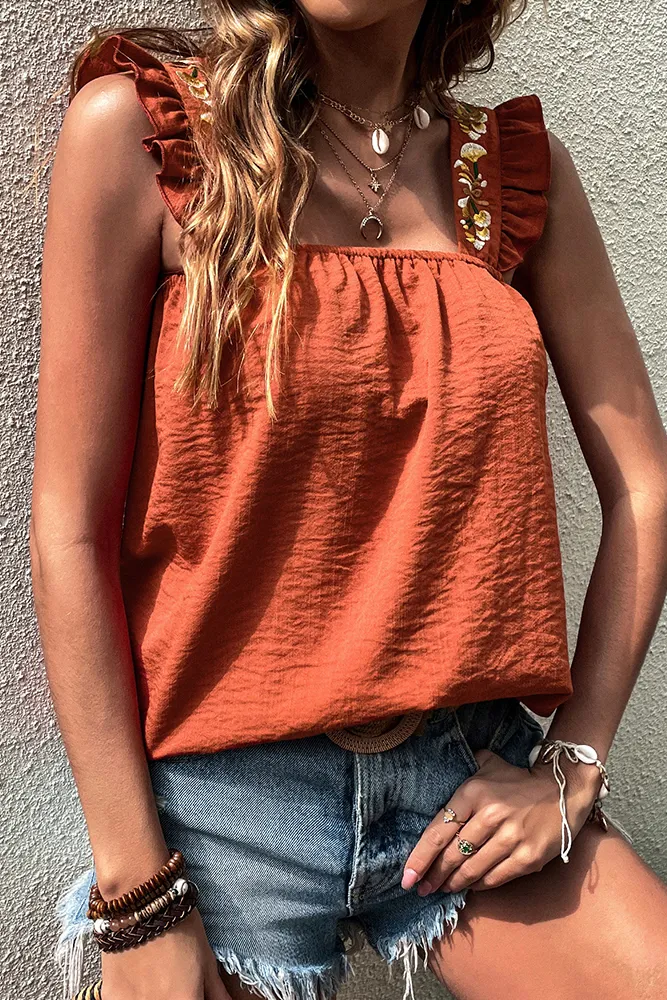 Brown Sleeveless Chiffon Unishe Wholesale Top