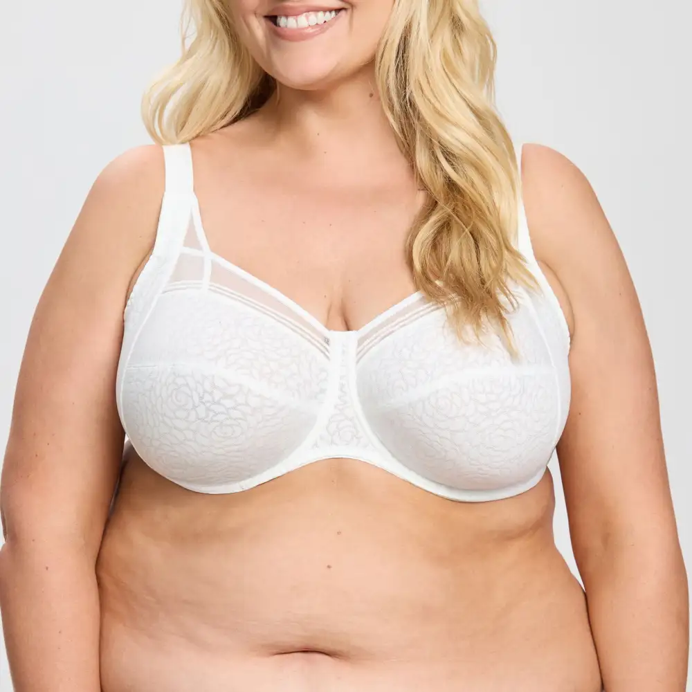 Women's Full Coverage Underwire Four-Part Cup Adjustable Straps Mesh Bra