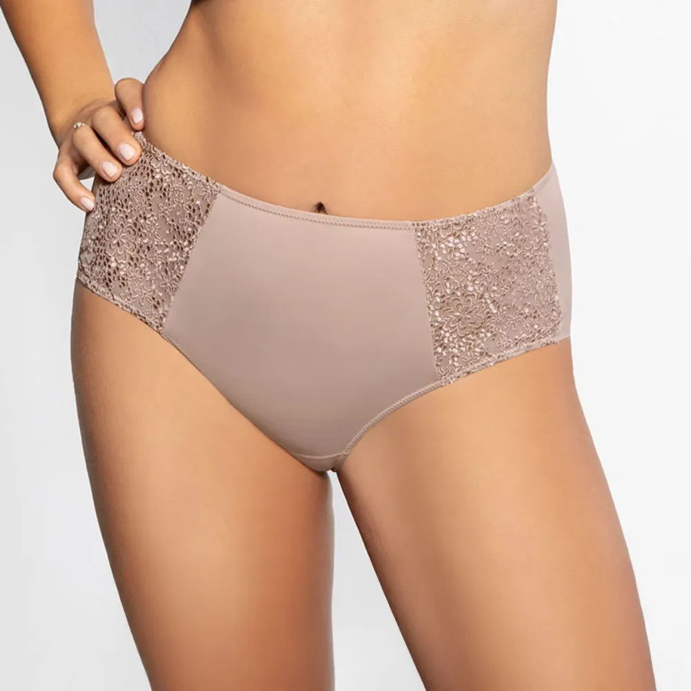 Women's Laser Cut Embroidery Mesh Cotton Brief Panty