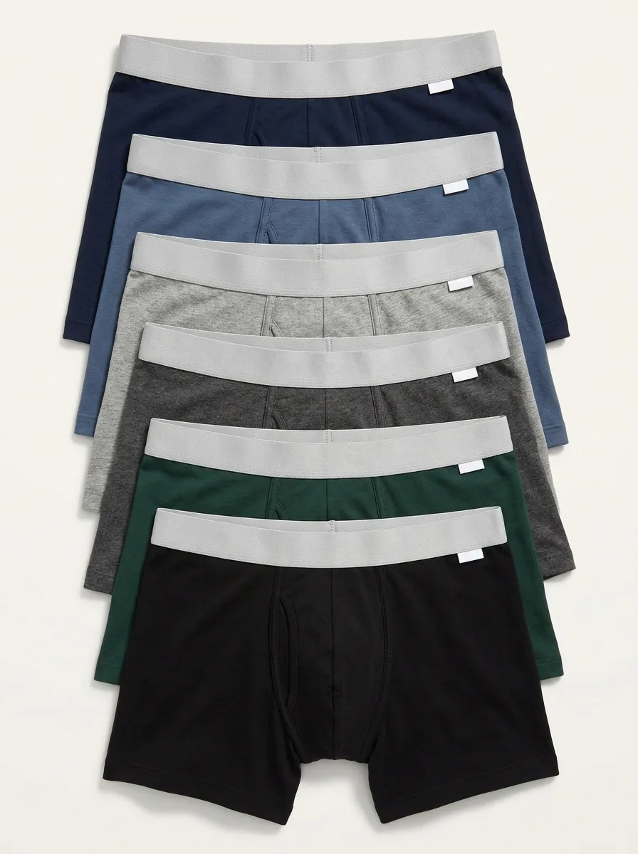 Men's Everyday Comfort Contrast Waistband 6-Pack Boxer Briefs