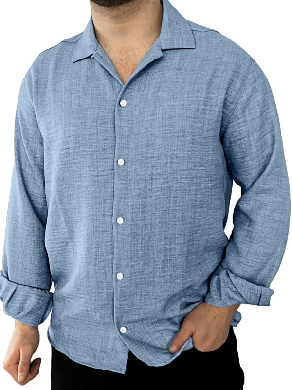 Roomy Long Sleeve Open Collar Shirt